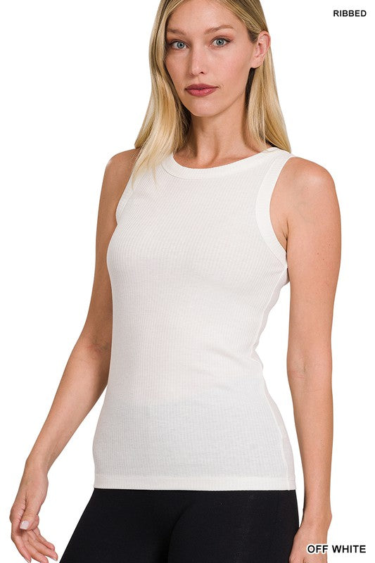 Ribbed Scoop Neck Tank Top - Final Sale