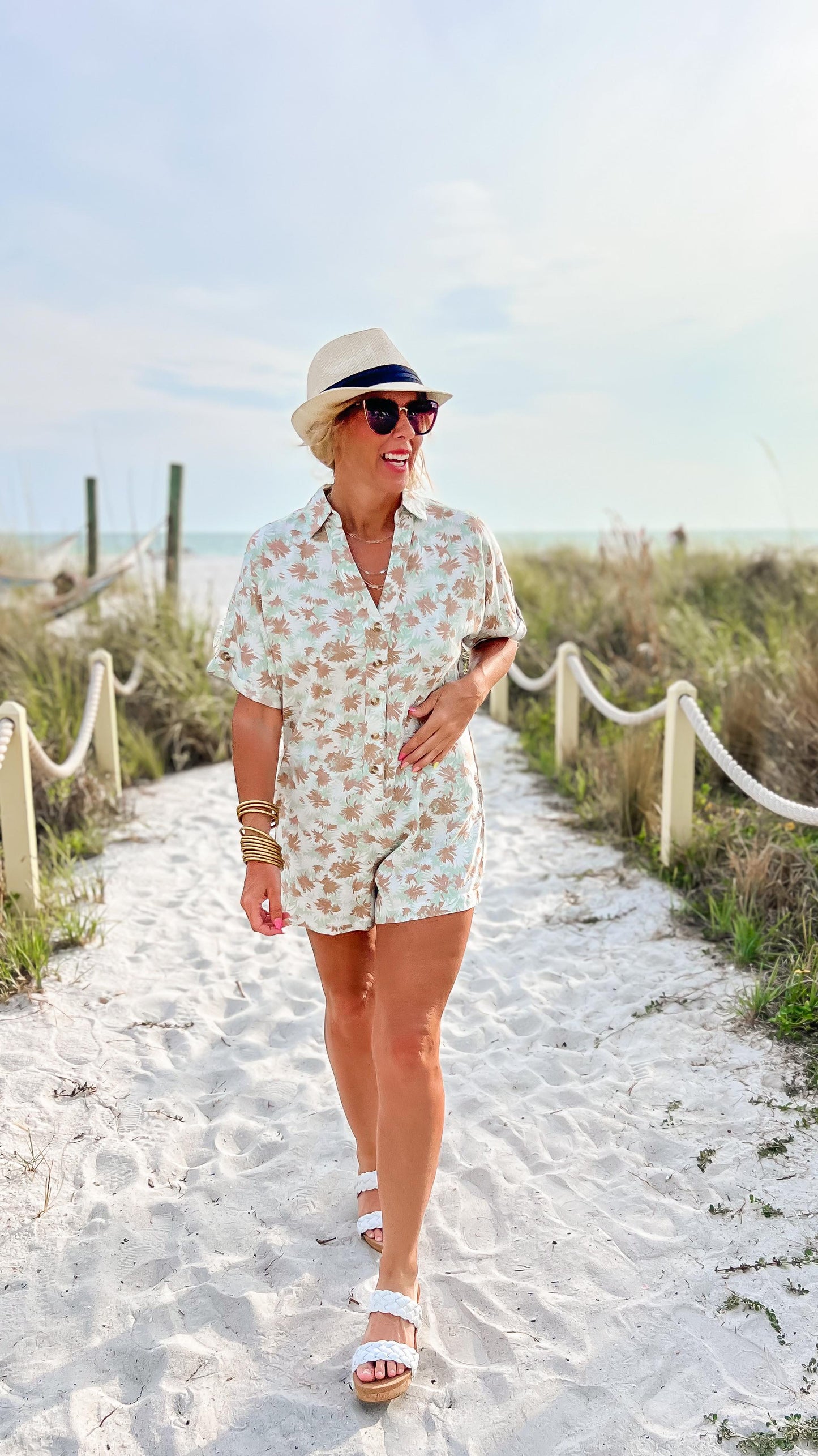 New Adventures Button Down Short Romper