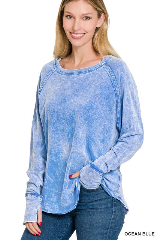 Ocean Blue The Chloe Vintage Wash Scoop Neck Top