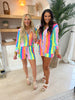 Press Pleated Rainbow Shirt with Matching Shorts