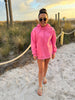 Hot Pink All Day Fleece Side Slit Hoodie by Salty Wave