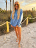 Ocean Blue All Day Fleece Side Slit Hoodie by Salty Wave