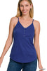 RIBBED SNAP BUTTON CLOSURE CAMI TANK TOP