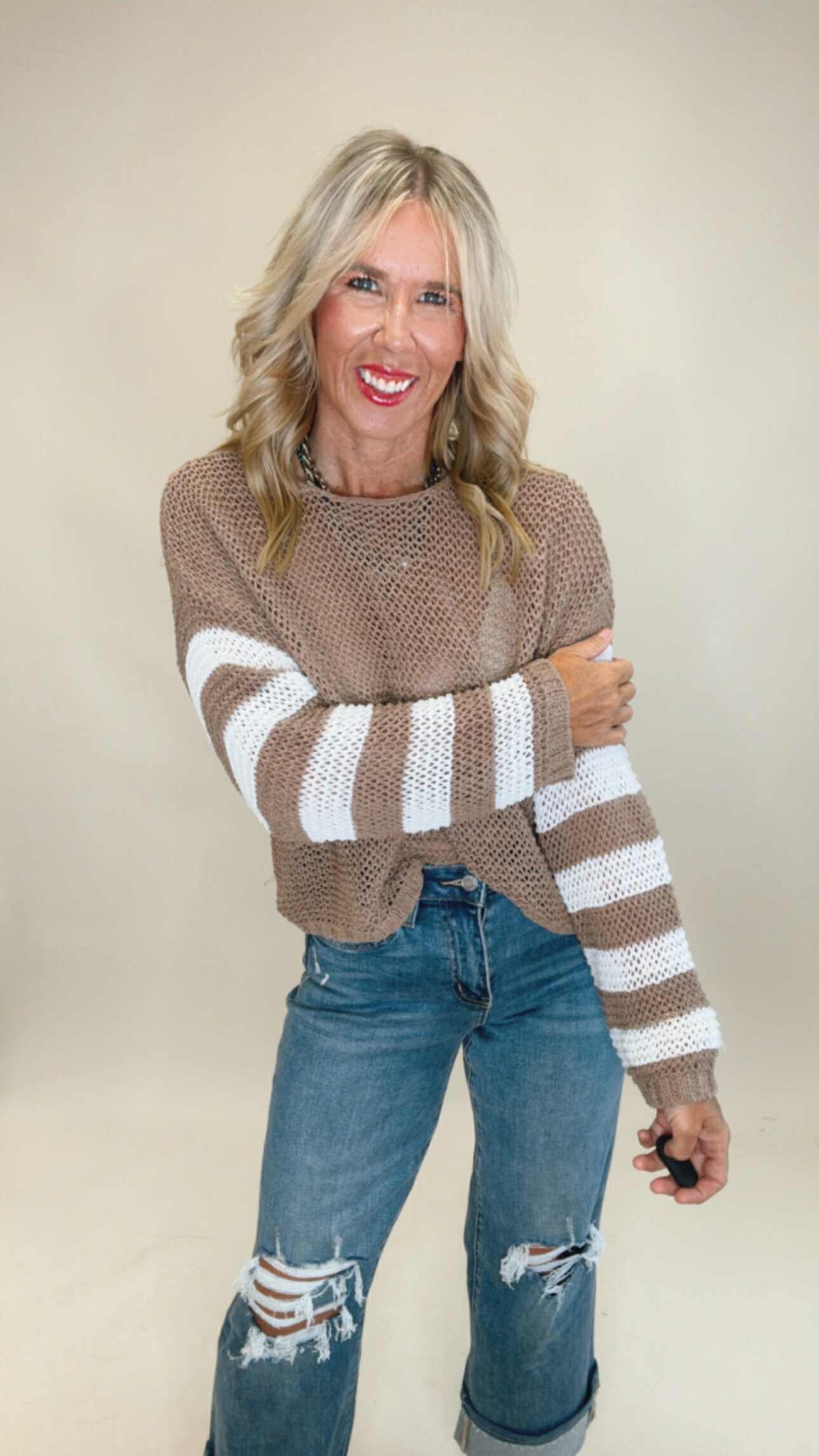 Coco Stripe Sleeve Pullover Sweater