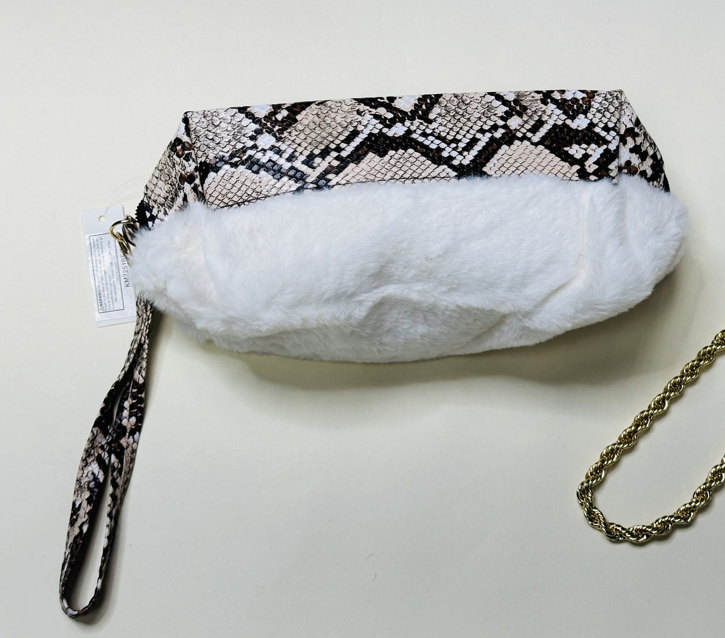 Faux Leather & Fur wristlet