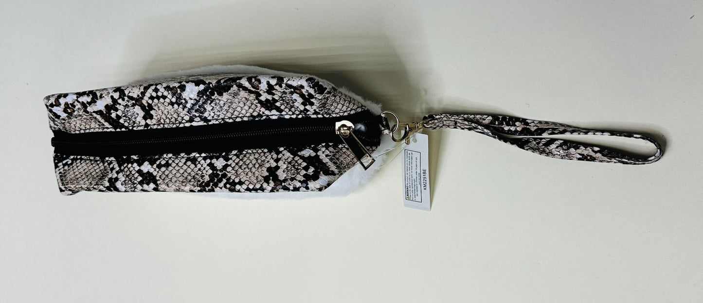 Faux Leather & Fur wristlet