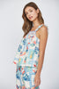 Tropical Print Linen Blend Ruffle Shoulder Top - Final Sale