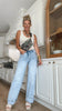 Tummy Control High Rise Wide Cuffed Denim Jeans | RISEN