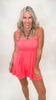 Linen Smocked Bodice Sleeveless Romper