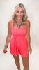Linen Smocked Bodice Sleeveless Romper