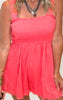 Linen Smocked Bodice Sleeveless Romper