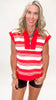 Half Zip Textured Top with Johnny Collar | UMGEE