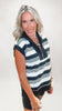 Half Zip Textured Top with Johnny Collar | UMGEE