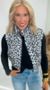 Black Leopard Print Zip Up Puffer Vest