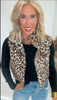 Camel Leopard Print Zip Up Puffer Vest