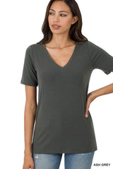 Ash Grey V-Neck Short Sleeve T-Shirt