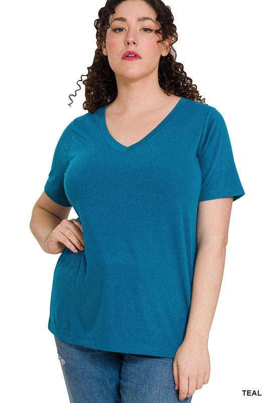 Teal V-Neck Short Sleeve T-Shirt