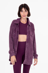 Waffle Knit Mineral-Washed Button Down Jacket | MONO B