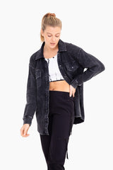 Waffle Knit Mineral-Washed Button Down Jacket | MONO B