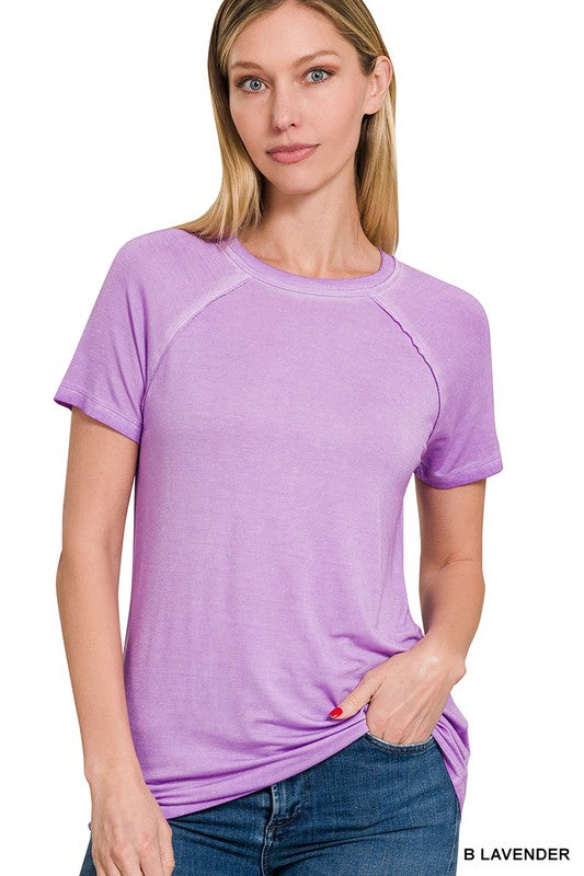 Bright Lavender Vintage Wash Raglan Tee