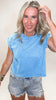 The Lakin Washed Cotton Cuffed Short Sleeve Top | ZENANA DEAL