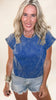 The Lakin Washed Cotton Cuffed Short Sleeve Top | ZENANA DEAL