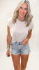 The Lakin Washed Cotton Cuffed Short Sleeve Top | ZENANA DEAL