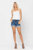 Judy Blue Mid-Rise Raw Hem Cuffed Denim Shorts