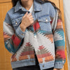 Retro Long-Sleeved Colorblock Denim Jackets With Pocket