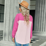 Two-Tone Long Sleeve Button Up Shacket