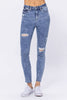 Judy Blue High Rise Acid Wash Destroyed Skinny Jeans