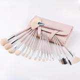 Portable 18Pcs Pink Makeup Brushes Set