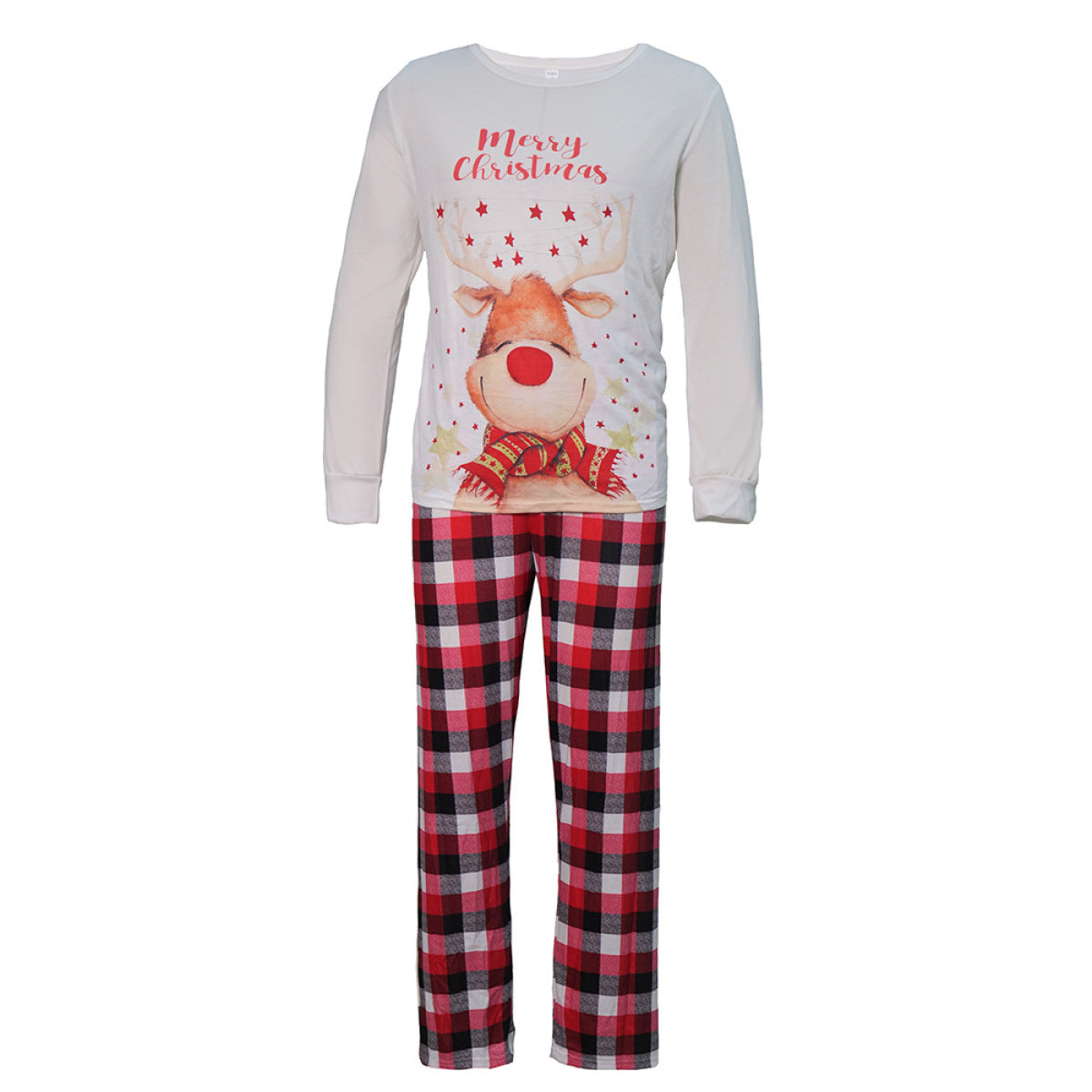 Christmas Elk Print & Plaid Pants Family Matching Set