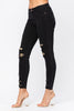 Judy Blue Black Midrise Leopard Patch Skinny Jeans