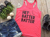 Hey Batter Batter Baseball Tank - red - BAD HABIT BOUTIQUE 