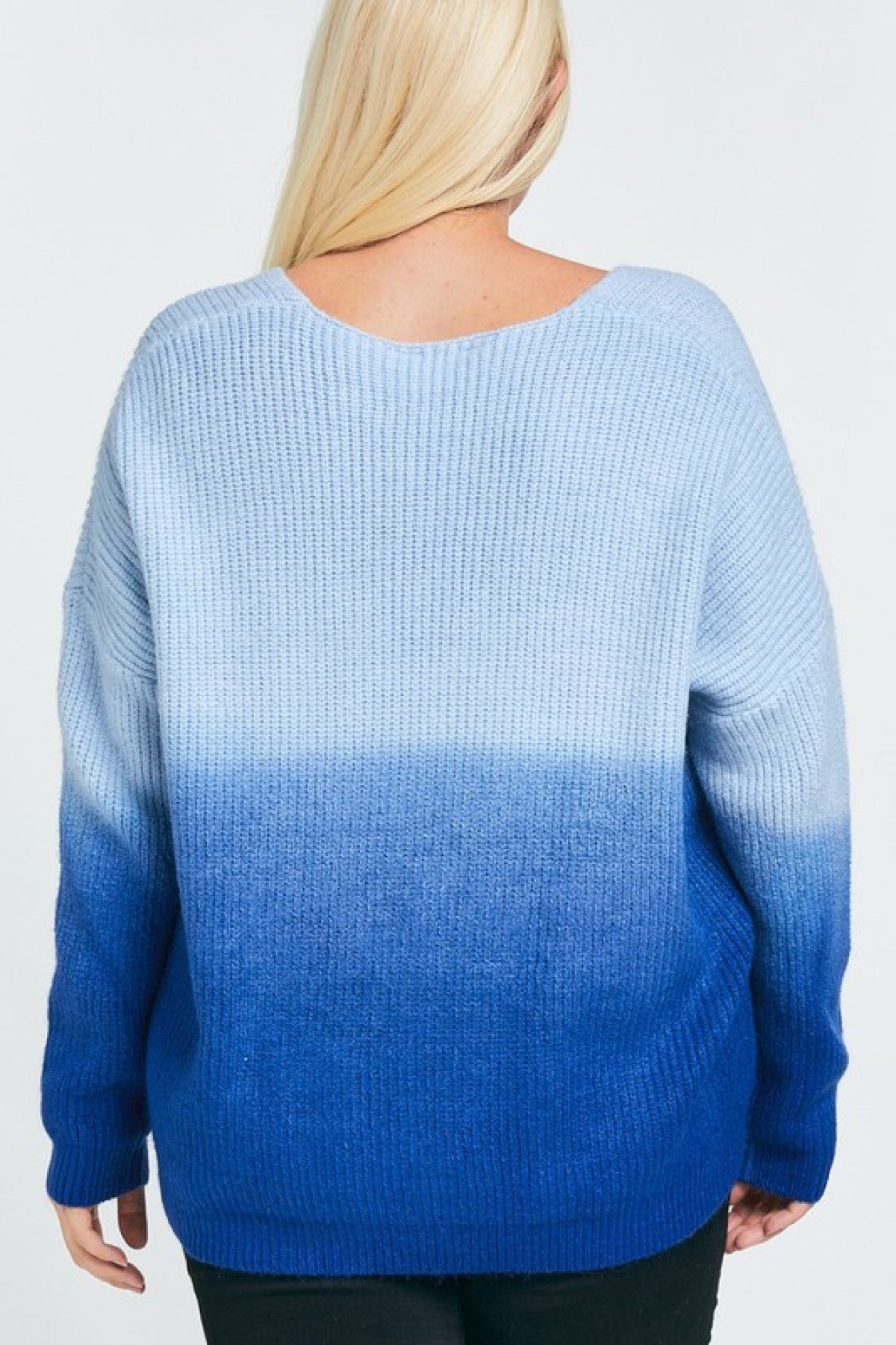 Davi & Dani Color Block V Neck Long Sleeve Sweater