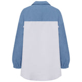 Two-Tone Long Sleeve Button Up Shacket