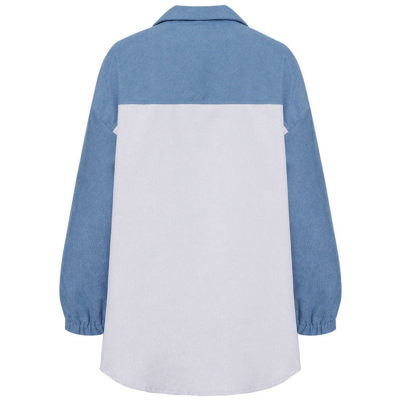 Two-Tone Long Sleeve Button Up Shacket