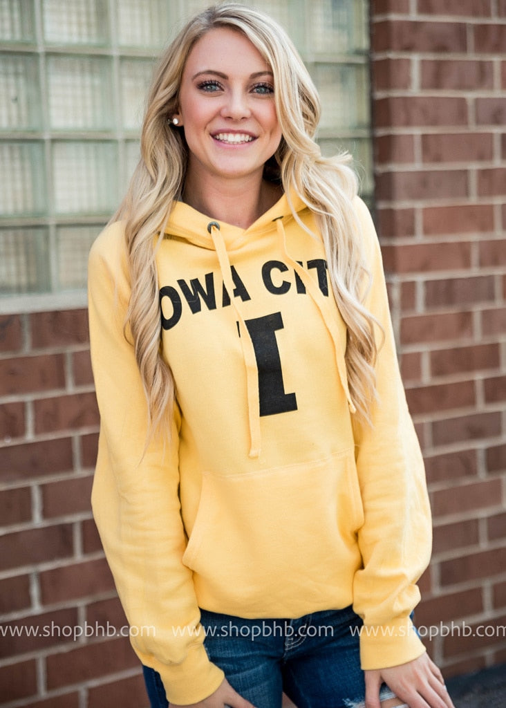 Iowa City Hoodie | Yellow - BAD HABIT BOUTIQUE 