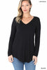 Long Sleeve VNeck Top | Zenana - LA PREORDER