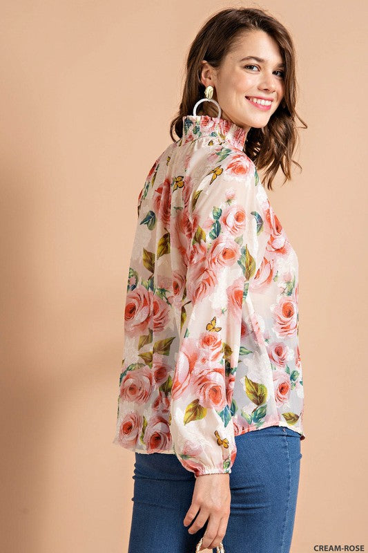 Coming Up Roses Floral Peasant Top - Final Sale