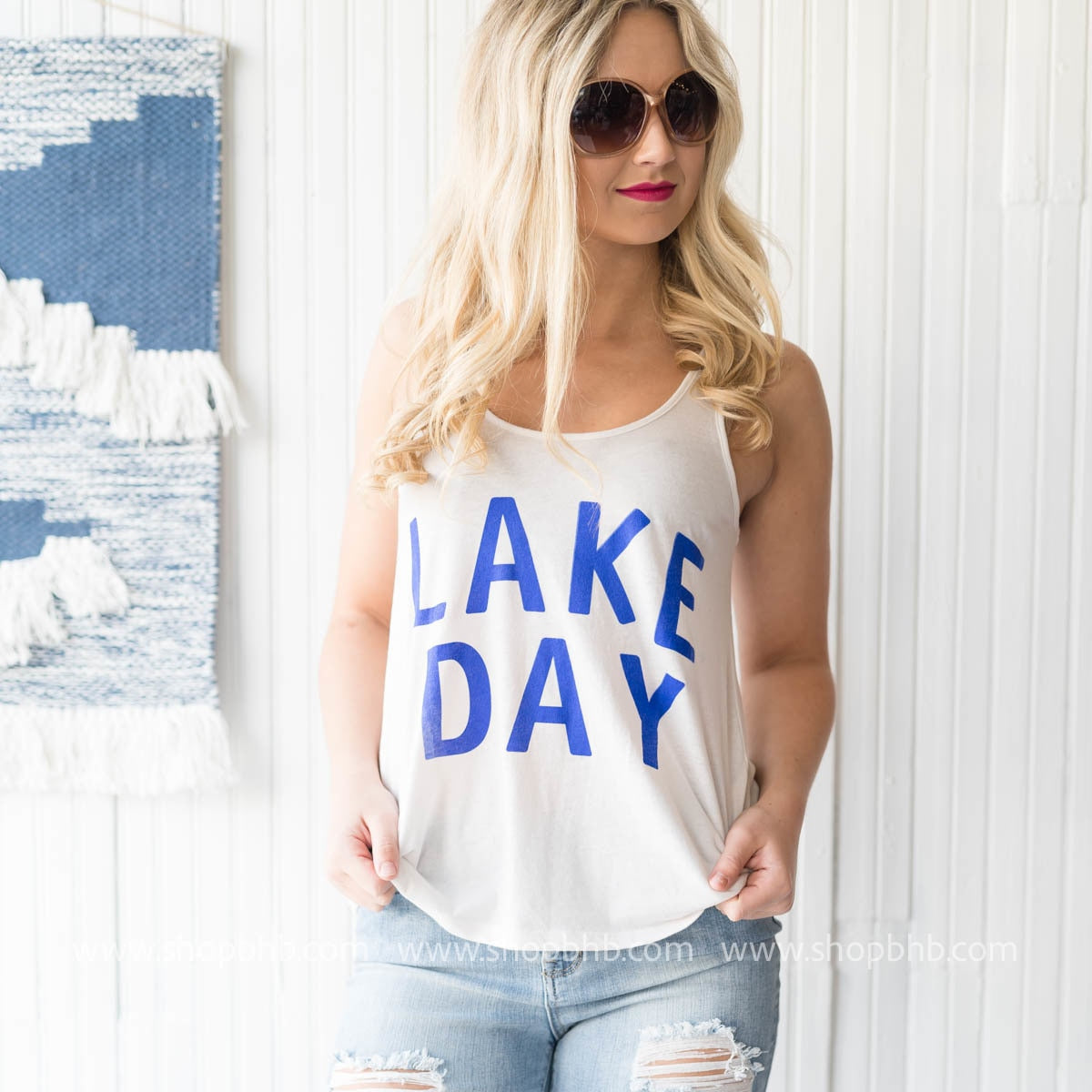 Lake Day Slouchy Tank Top - White - BAD HABIT BOUTIQUE 