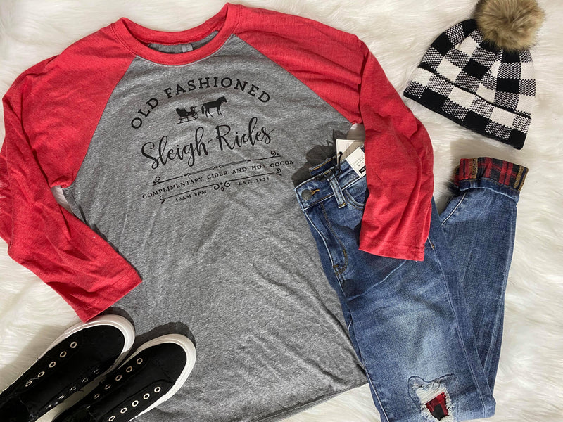  Old Fashioned Sleigh Rides Baseball T-Shirt, CLOTHING, BAD HABIT APPAREL, BAD HABIT BOUTIQUE 