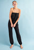 Modern Solid Strapless Jumpsuit - Black