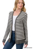 STRIPED SNAP BUTTON CARDIGAN | ZENANA | LA PREORDER (1122)