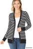 STRIPED SNAP BUTTON CARDIGAN | ZENANA | LA PREORDER (1122)