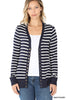 STRIPED SNAP BUTTON CARDIGAN | ZENANA | LA PREORDER (1122)