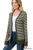 STRIPED SNAP BUTTON CARDIGAN | ZENANA | LA PREORDER (1122)