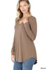 Long Sleeve VNeck Top | Zenana - LA PREORDER