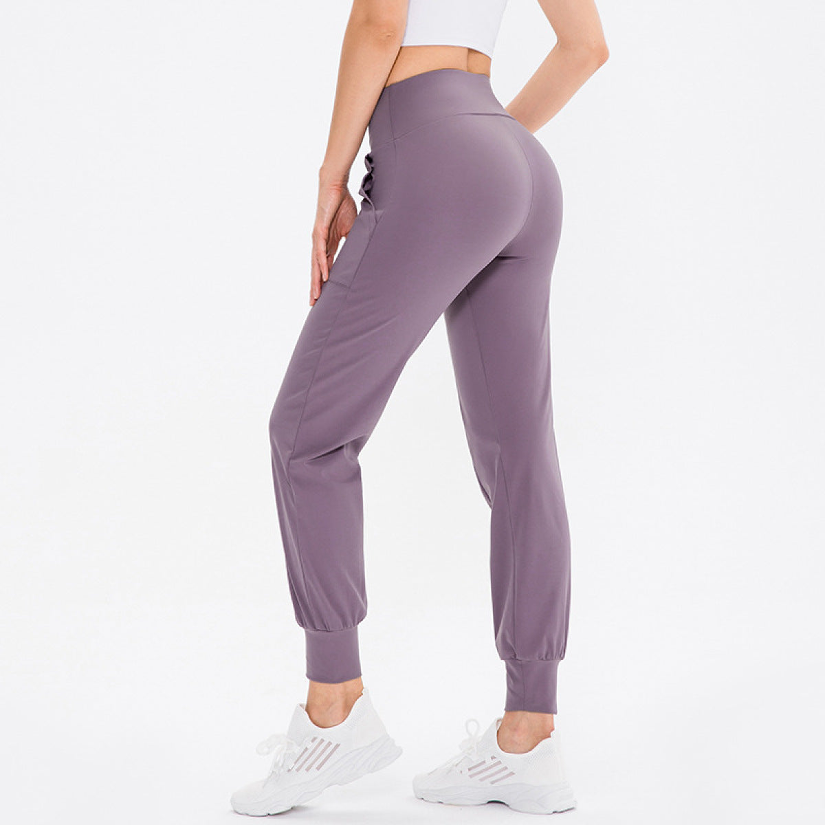 Sold Color High Stretch Leggings With Pocket